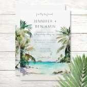 Tropical Palm Trees Beach Szene Moderne Hochzeit Einladung