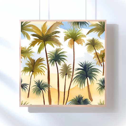 Tropical Palm Trees | Beach Watercolor Painting Poster