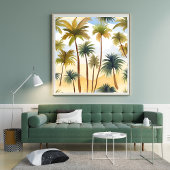 Tropical Palm Trees | Beach Watercolor Painting Poster