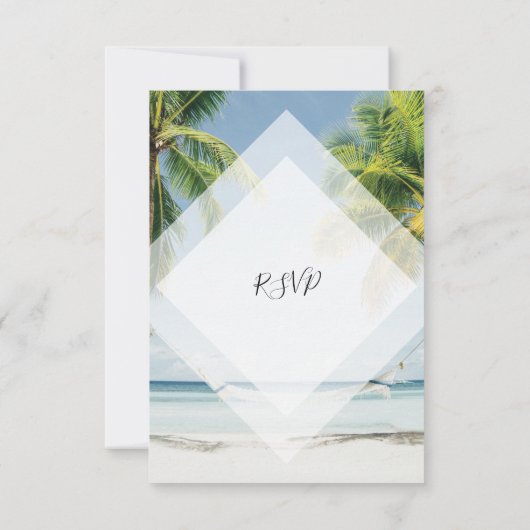 Tropical Palm Trees Beach Wedding RSVP Cards (Rückseite)
