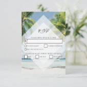 Tropical Palm Trees Beach Wedding RSVP Cards Karte (Stehend Vorderseite)