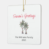Tropical Palm Trees Beach Weihnachtsbeleuchtung Keramikornament (Links)
