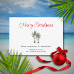 Tropical Palm Trees Beach Weihnachtsvorstellung Feiertagskarte<br><div class="desc">Tropical Frory Weihnachten Grußkarte,  mit einer Palmen Illustration und Schrift Typografie. Mit anpassbarer Schrift fügen Sie Ihre eigenen Informationen hinzu. Eine festliche Art,  Urlaubswünsche an Freunde und Familie aus dem Strand zu senden.</div>