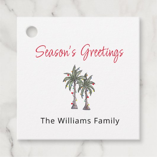 Tropical Palm Trees Beach Zielort Weihnachten Geschenkanhänger (Vorderseite)