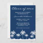 Tropical Palm Trees Blue Graduation Party Einladung (Vorderseite)