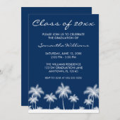 Tropical Palm Trees Blue Graduation Party Einladung (Vorne/Hinten)