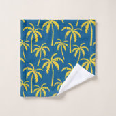 Tropical Palm Trees Blue Yellow Beach Island Badhandtuch Set (Waschlappen)