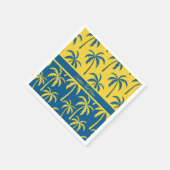 Tropical Palm Trees Blue Yellow Personalisiert Serviette (Ecke)