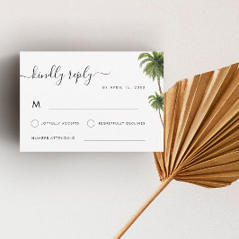 Tropical Palm Trees Boho Beach Hochzeit in Urlaubs RSVP Karte