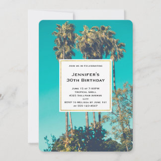 Tropical Palm Trees California Retro Geburtstag Einladung