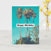 Tropical Palm Trees California Retro Geburtstag Karte (Gelbe Blume)