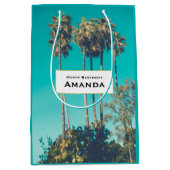 Tropical Palm Trees California Retro Geburtstag Mittlere Geschenktüte (Vorderseite)