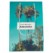 Tropical Palm Trees California Retro Geburtstag Mittlere Geschenktüte (Rückseite)