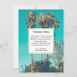Tropical Palm Trees California Retro Wedding Dankeskarte