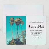 Tropical Palm Trees California Retro Wedding Einladung (Vorne/Hinten)