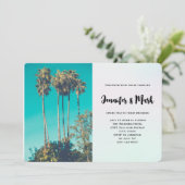 Tropical Palm Trees California Retro Wedding Einladung (Stehend Vorderseite)