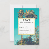 Tropical Palm Trees California Retro Wedding RSVP Karte (Vorderseite)