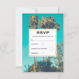 Tropical Palm Trees California Retro Wedding RSVP Karte