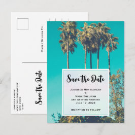 Tropical Palm Trees California Save the Date Einladungspostkarte