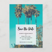 Tropical Palm Trees California Save the Date Einladungspostkarte (Vorderseite)