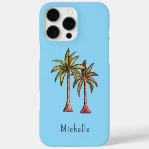 Tropical Palm Trees Coastal Blue Personalisiert iPhone 16 Pro Max Hülle