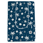 Tropical Palm Trees Coastal Christmas  Mittlere Geschenktüte (Rückseite)