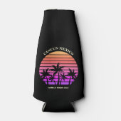 Tropical Palm Trees Custom Pink Black Beach Party Flaschenkühler (Vorderseite)