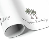 Tropical Palm Trees Elegant 30th Birthday Party Geschenkpapier (Rolleneckpunkt)