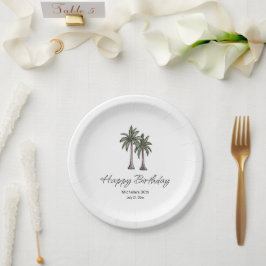 Tropical Palm Trees Elegant 30th Birthday Party Pappteller