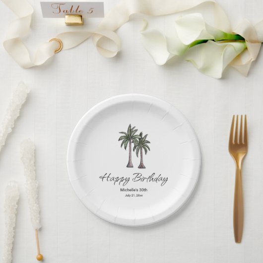 Tropical Palm Trees Elegant 30th Birthday Party Pappteller (Hochzeit)