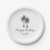 Tropical Palm Trees Elegant 30th Birthday Party Pappteller (Vorderseite)