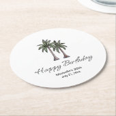 Tropical Palm Trees Elegant 30th Birthday Party Runder Pappuntersetzer (Angewinkelt)
