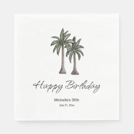 Tropical Palm Trees Elegant 30th Birthday Party Serviette