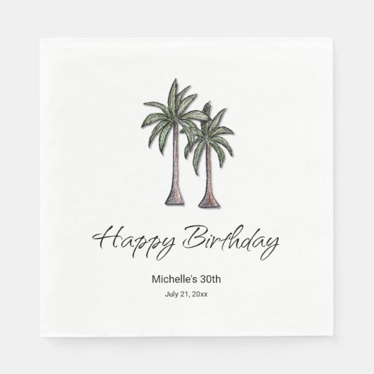 Tropical Palm Trees Elegant 30th Birthday Party Serviette (Vorderseite)
