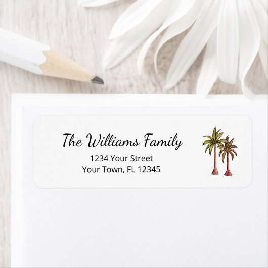 Tropical Palm Trees Elegante Beach Rücksendeadress (Insitu)