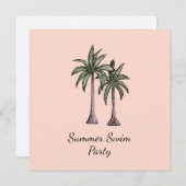 Tropical Palm Trees Elegante Rose Gold Pool Party Einladung (Vorne/Hinten)