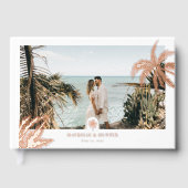 Tropical Palm Trees Elegante Wedding Foto Monogram Gästebuch (Vorderseite)