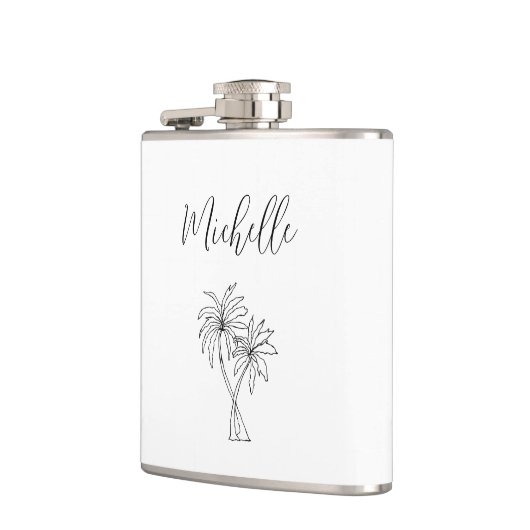 Tropical Palm Trees Elegantes botanisches Foliage Flachmann (Links)