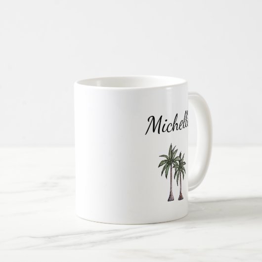 Tropical Palm Trees Elegantes botanisches Foliage Kaffeetasse (VorderseiteRechts)