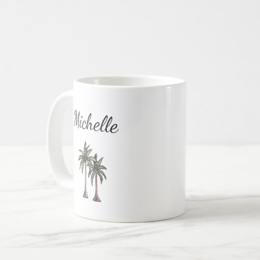 Tropical Palm Trees Elegantes botanisches Foliage Kaffeetasse (Vorderseite Links)