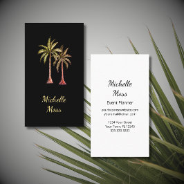 Tropical Palm Trees Elegantes botanisches Schwarze Visitenkarte