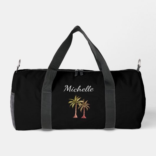 Tropical Palm Trees Elegantes Script Klassisch Sch Duffle Bag (Rückseite)