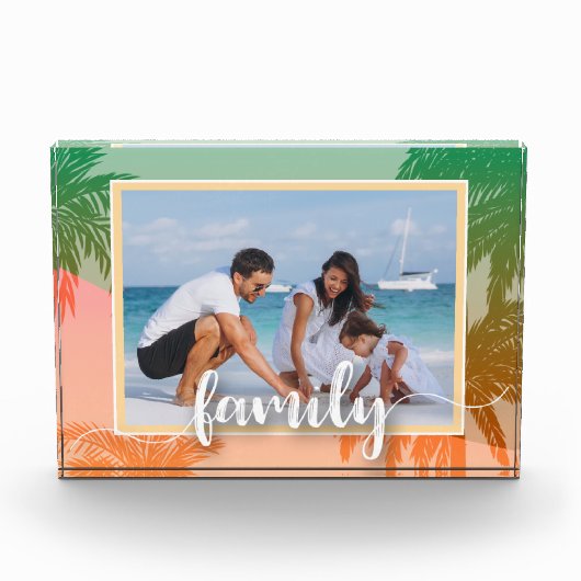Tropical Palm Trees FAMILY Script Fotoblock (Vorderseite)