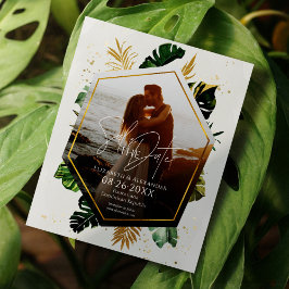 Tropical Palm Trees Foto Gilded Save the Date