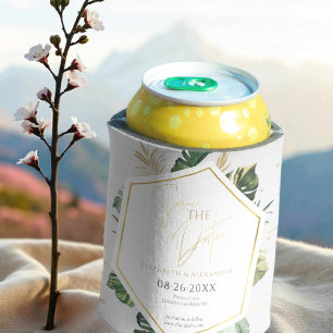 Tropical Palm Trees Gilded Script Save the Date Dosenkühler