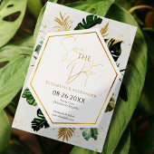 Tropical Palm Trees Gilded Script Save the Date Einladung