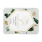 Tropical Palm Trees Gilded Script Save the Date Magnet (Horizontal)