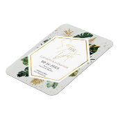 Tropical Palm Trees Gilded Script Save the Date Magnet (Linke Seite)