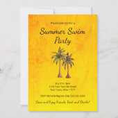 Tropical Palm Trees Gold Sommer Swim Pool Party Einladung (Vorderseite)