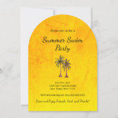 Tropical Palm Trees Gold Summer Pool Party Einladung (Vorderseite)